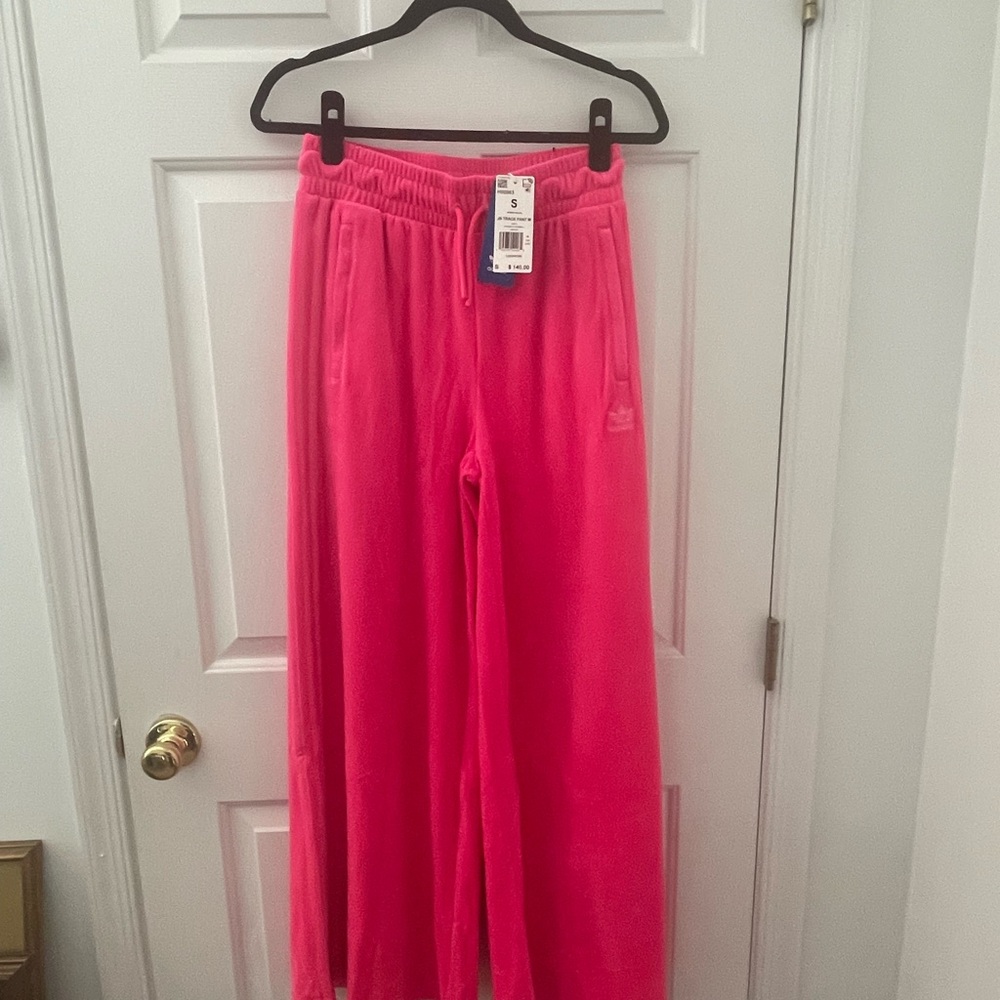 Adidas velour wide leg pants size small    New with tags
